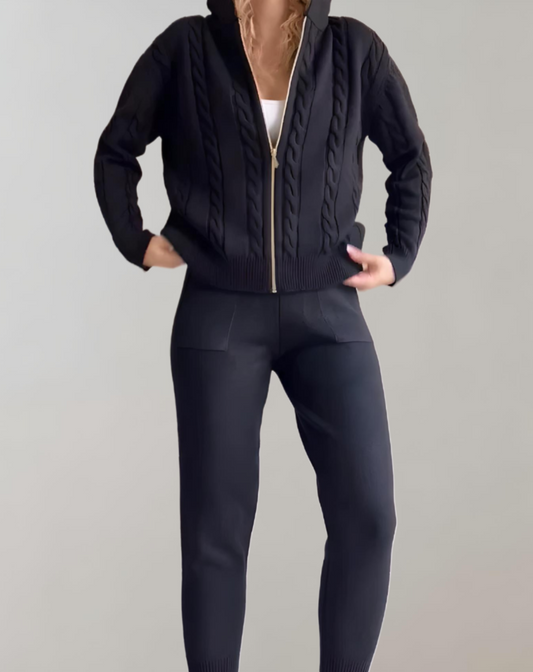 Felize - 2-delige set van jas met capuchon met bijpassende skinny fit broek met zakken