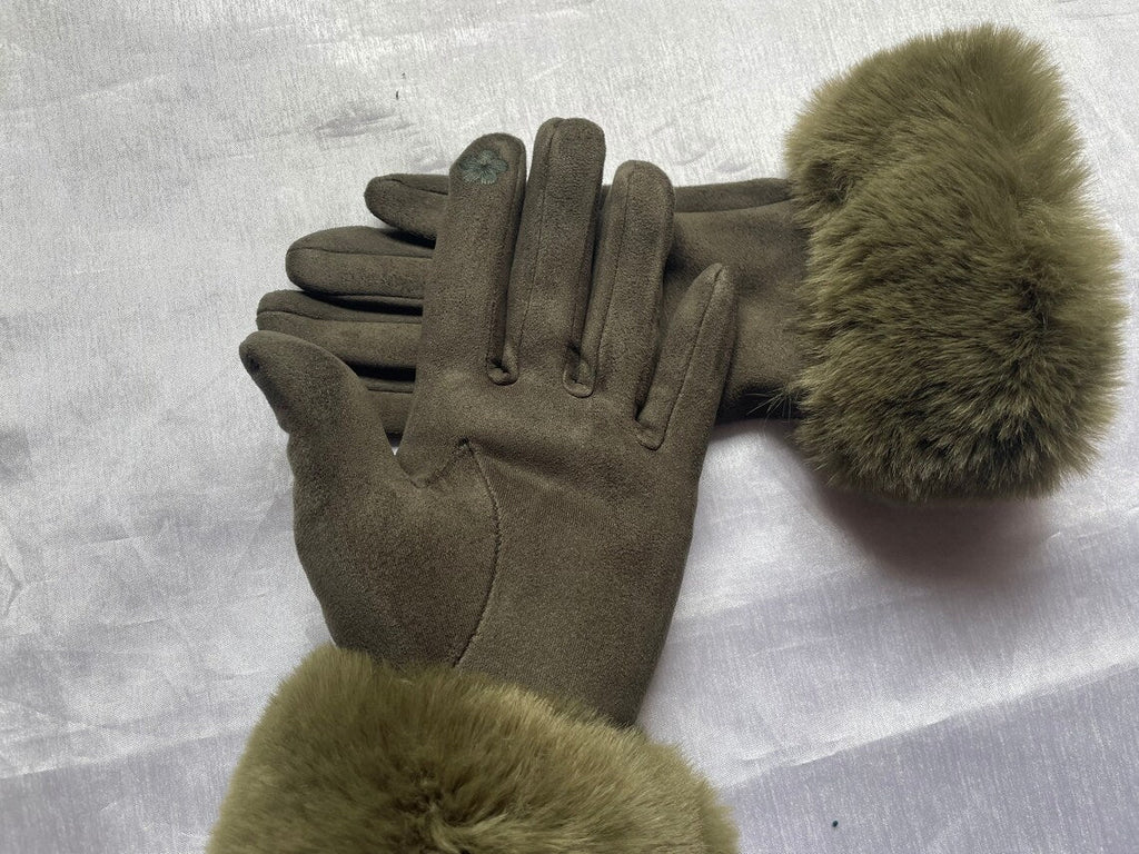 Belle - Suède Winterhandschoenen met Bontrand voor dames