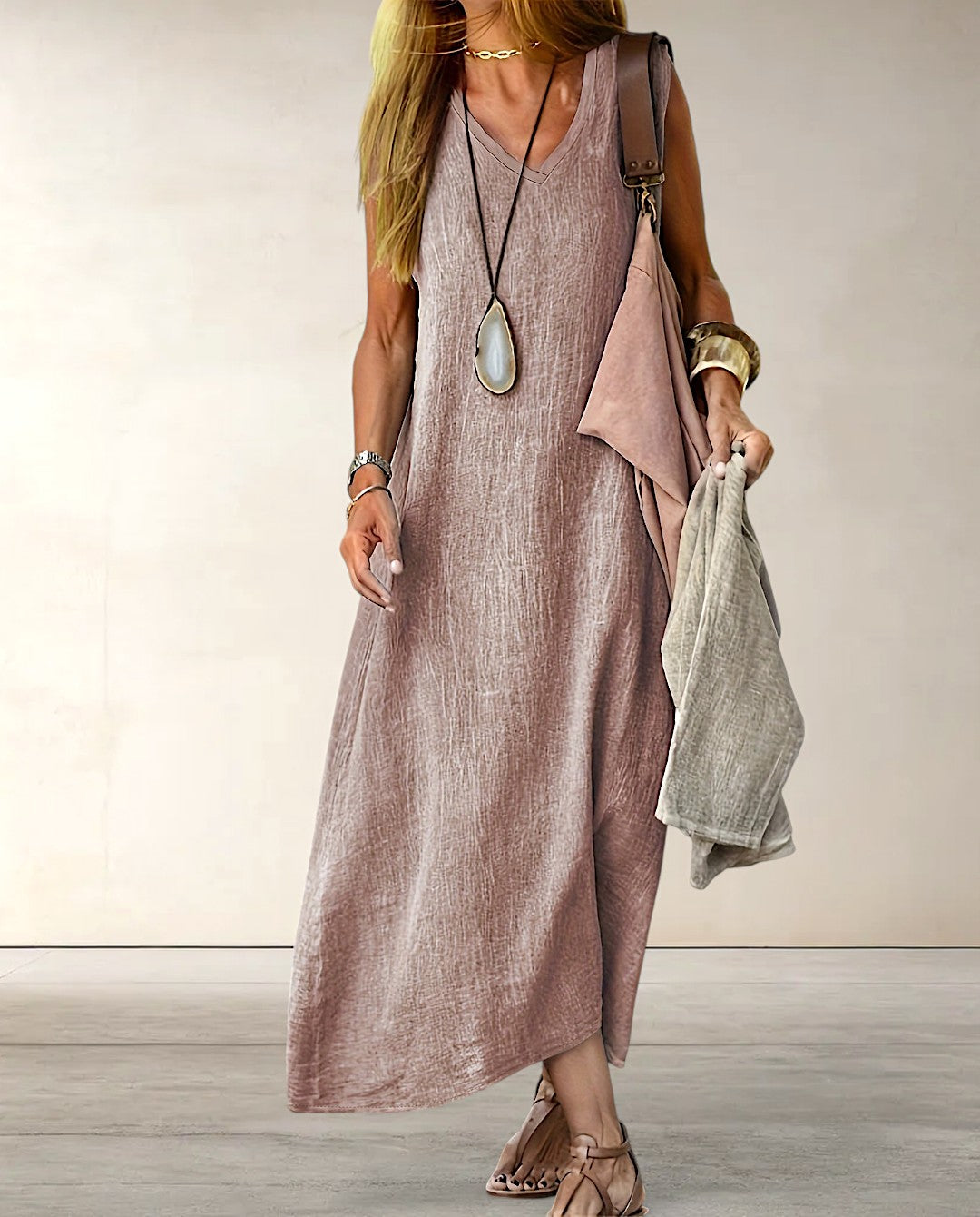 Mia - V-Hals Maxi Jurk