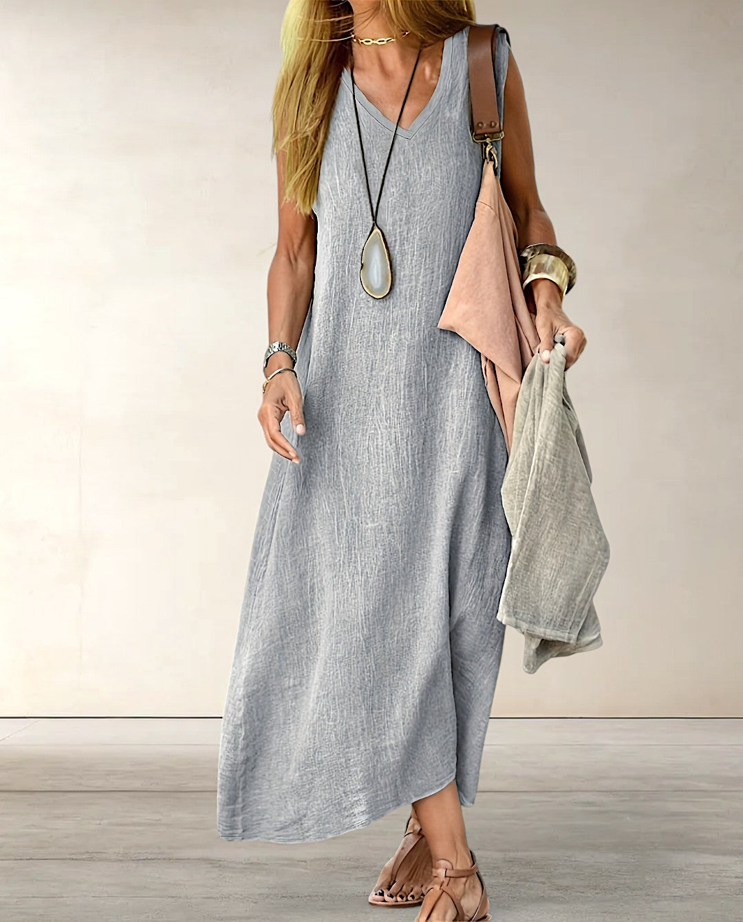 Mia - V-Hals Maxi Jurk