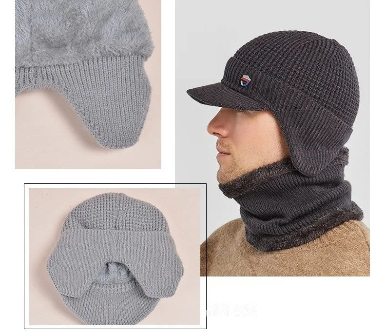 Chase - PlushBlend gebreide muts met piek & oorflap Warmte voor de winter