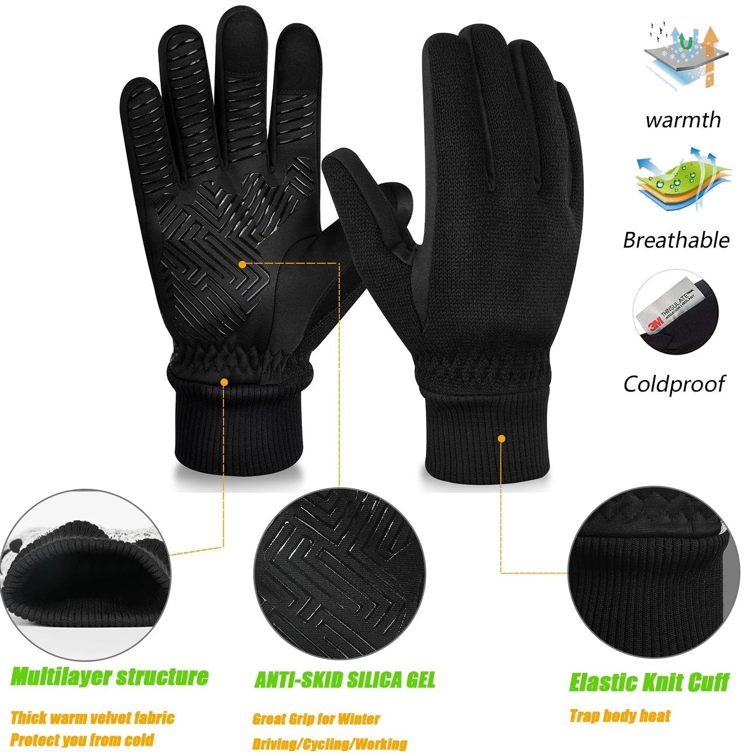 Onyx - Touchscreen winterhandschoenen voor heren met antislip grip