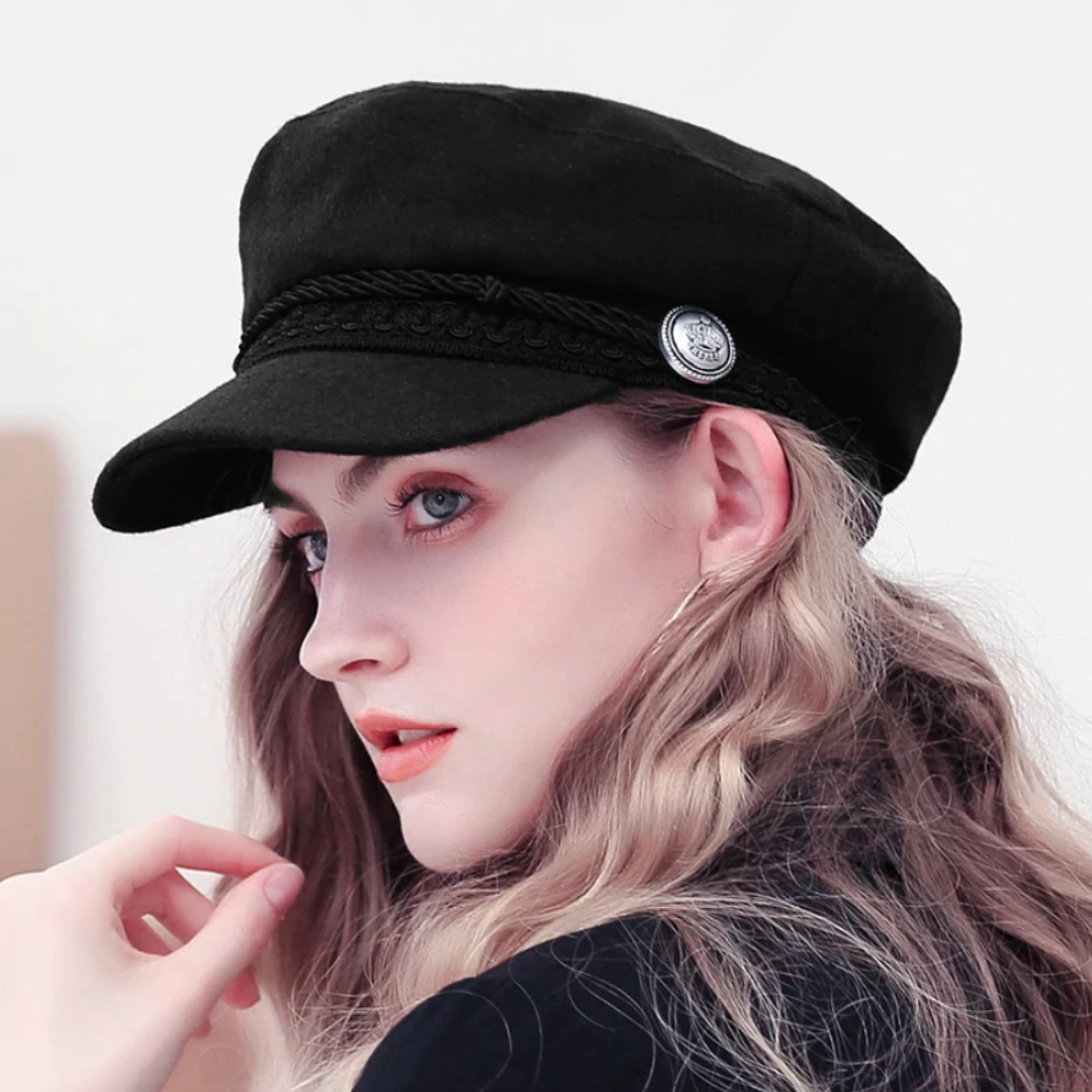 Avah - Stijlvolle Zwarte Sailor Cap voor dames - Tijdloos ontwerp, hoogwaardige pasvorm