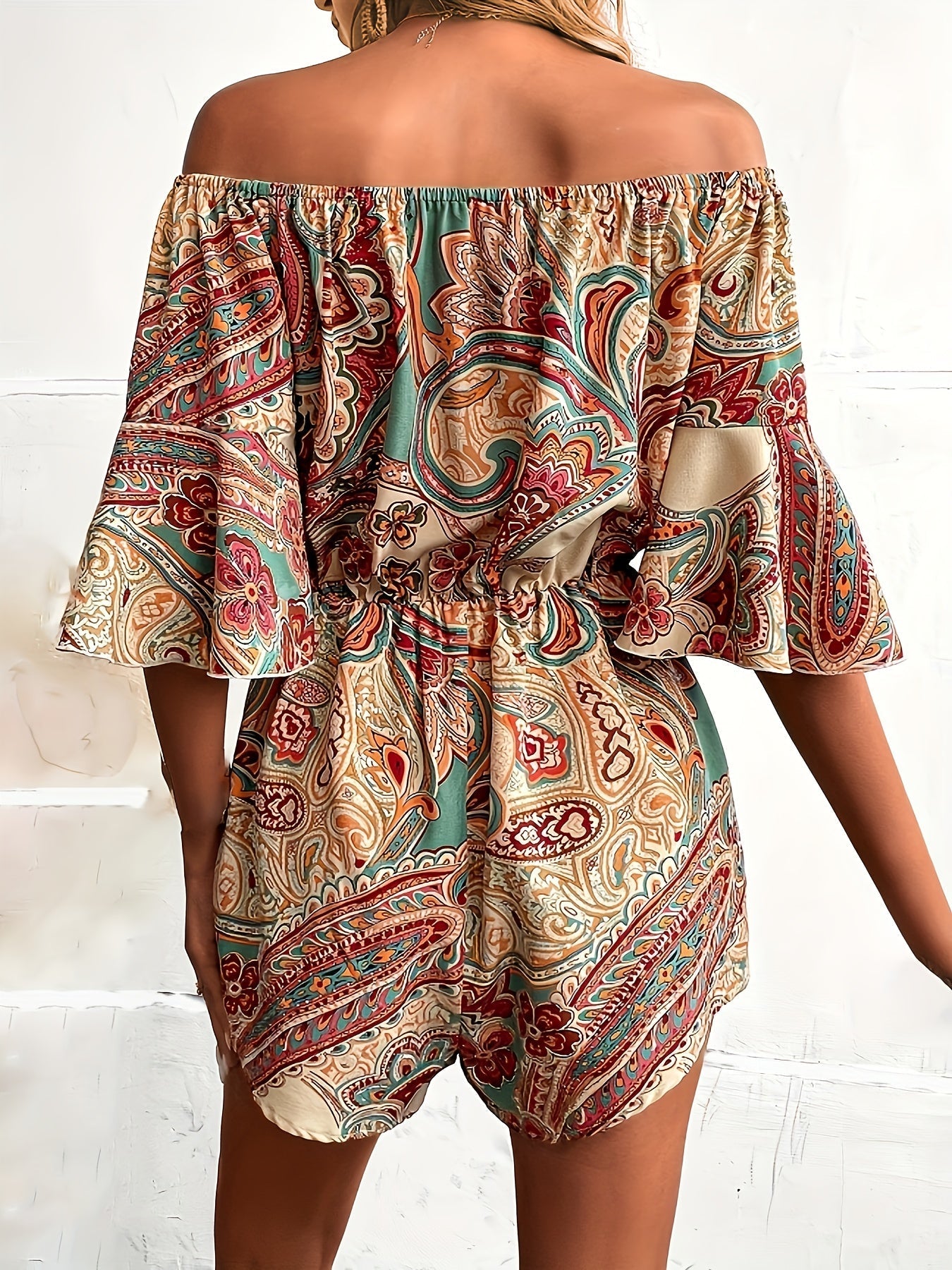 Ava - Afgewerkte Schouders Paisley Jumpsuit