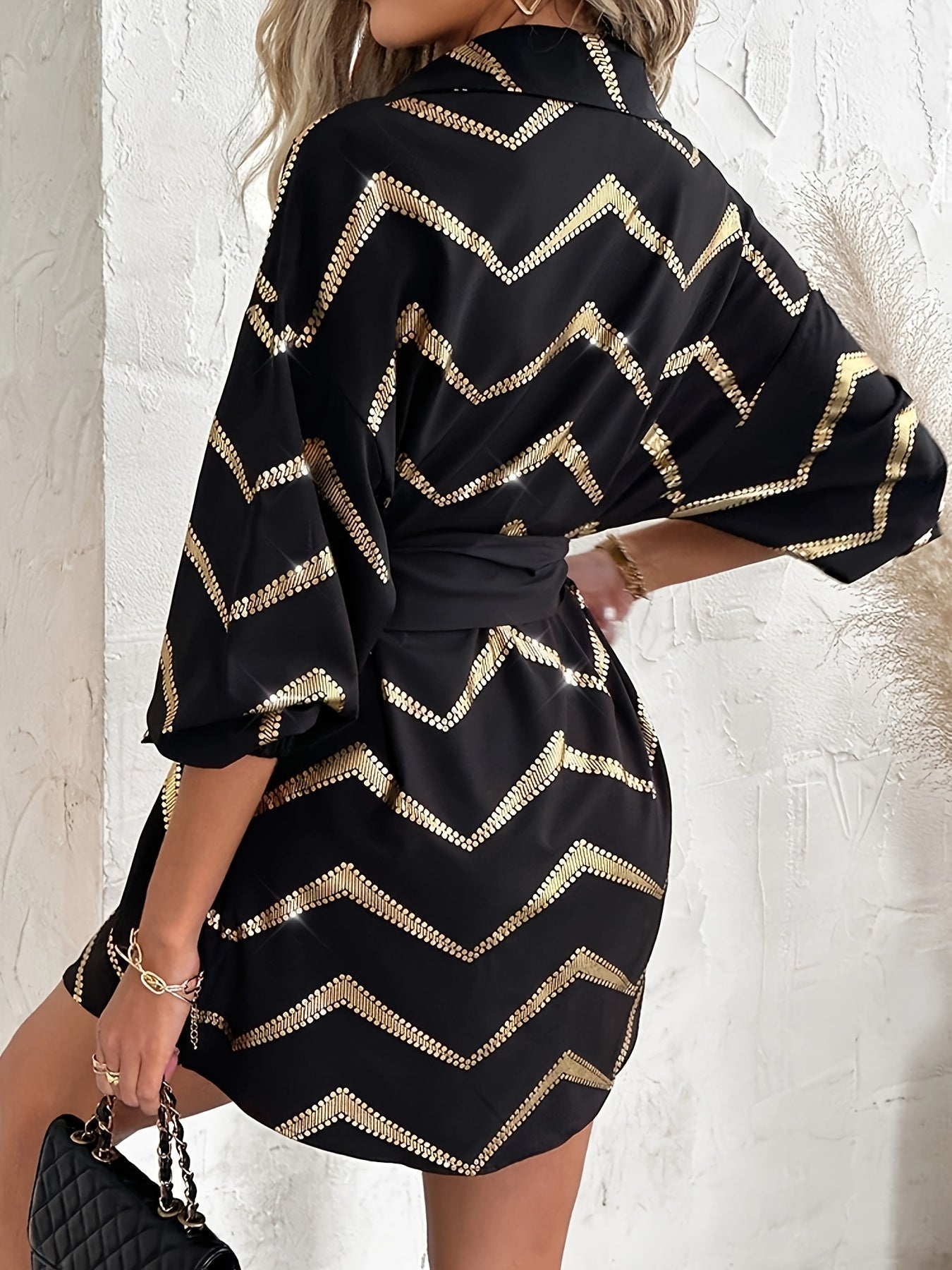 Ella - Chevron Print Jurk