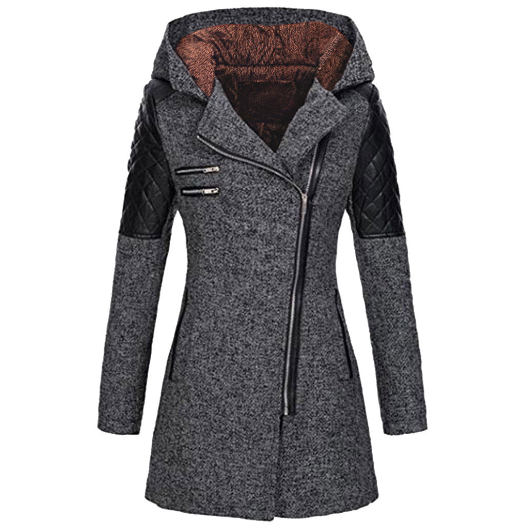 Jazlyn - Warme Halflange Winterjas voor Vrouwen Trendy Schuine Ritssluiting