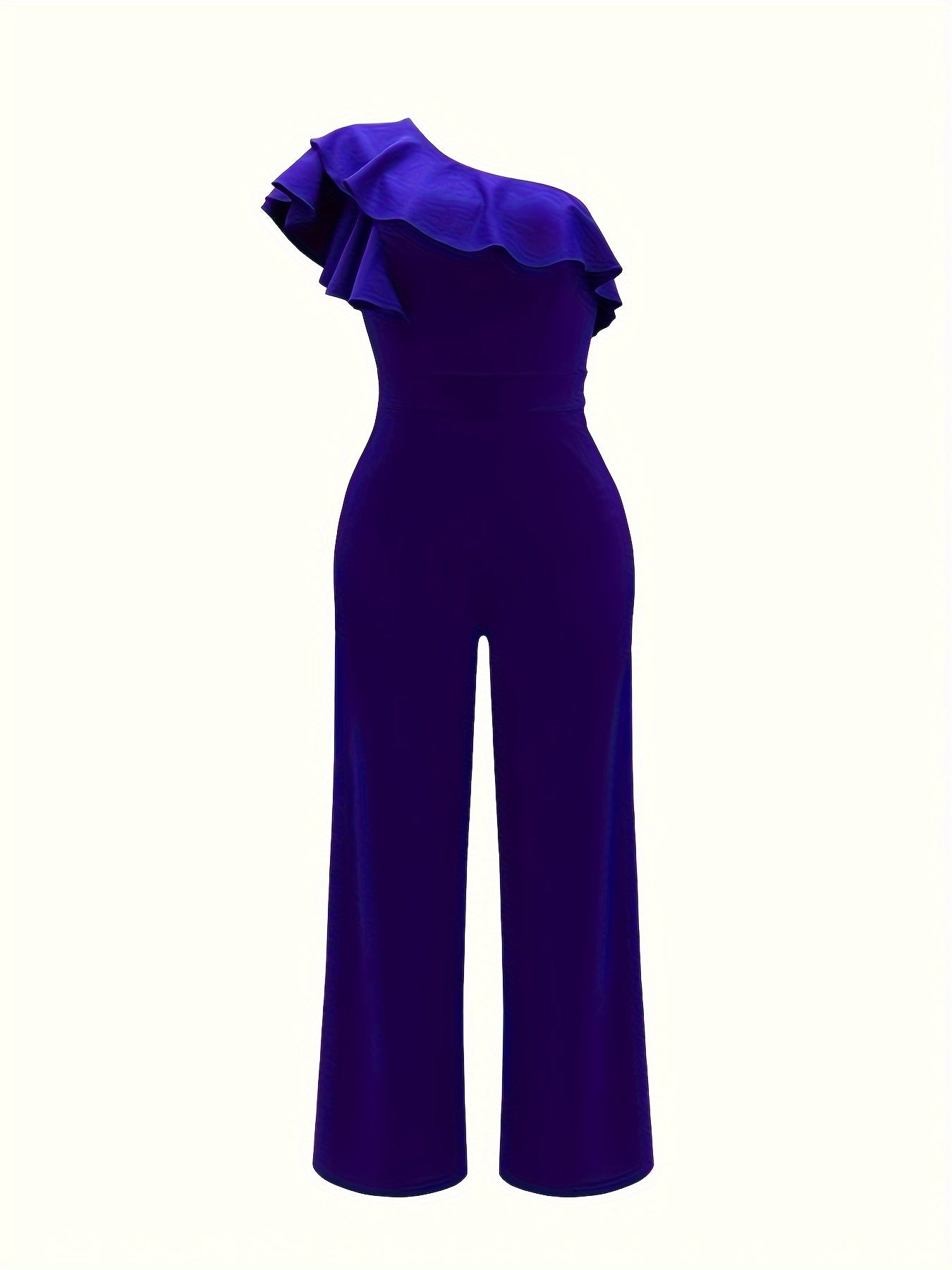 Dagmar - Ruches en één Schouder Jumpsuit