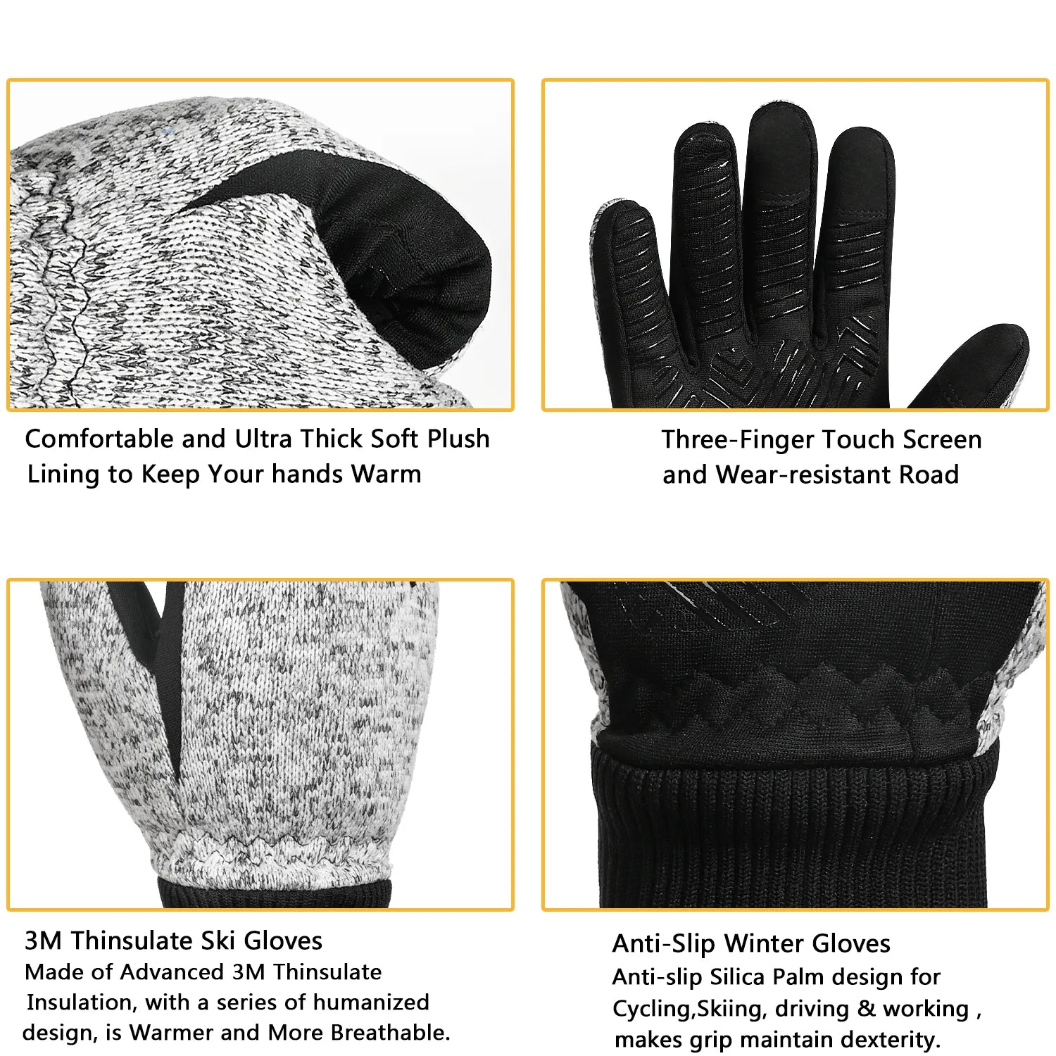 Onyx - Touchscreen winterhandschoenen voor heren met antislip grip