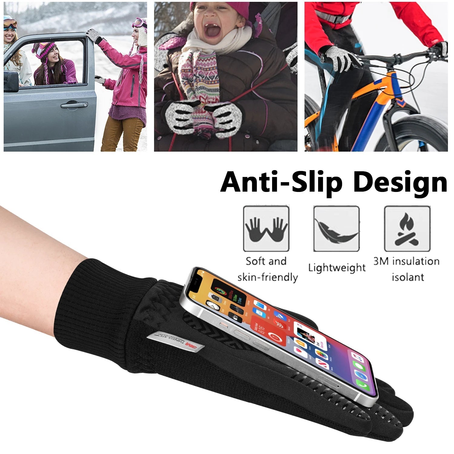 Onyx - Touchscreen winterhandschoenen voor heren met antislip grip