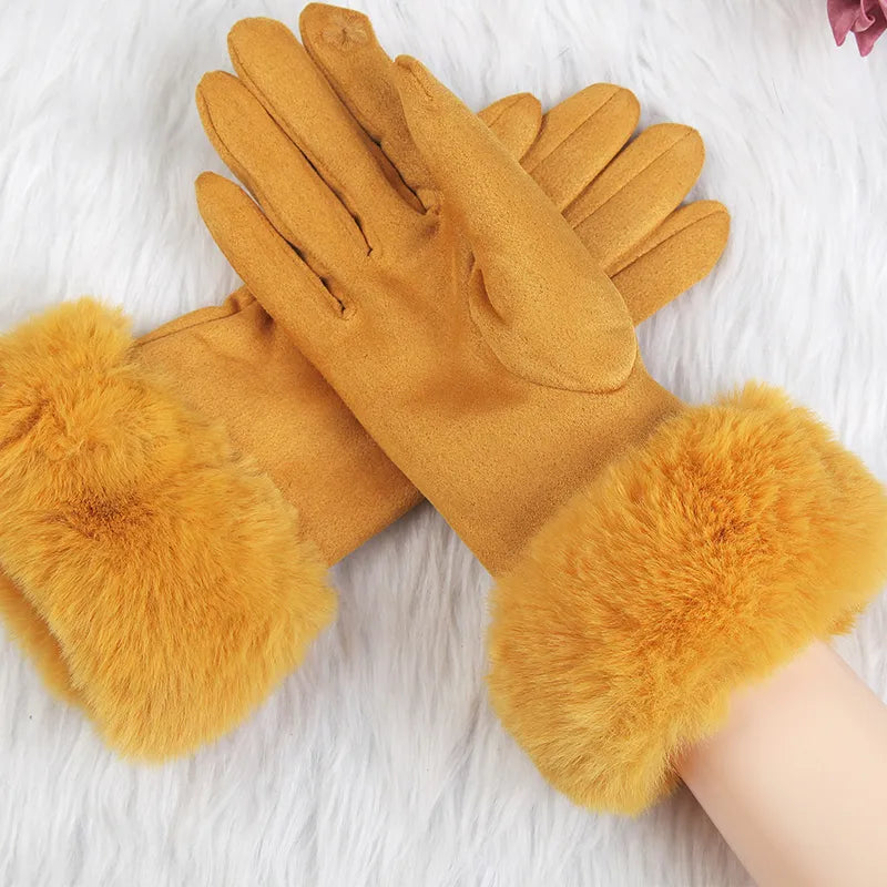 Belle - Suède Winterhandschoenen met Bontrand voor dames