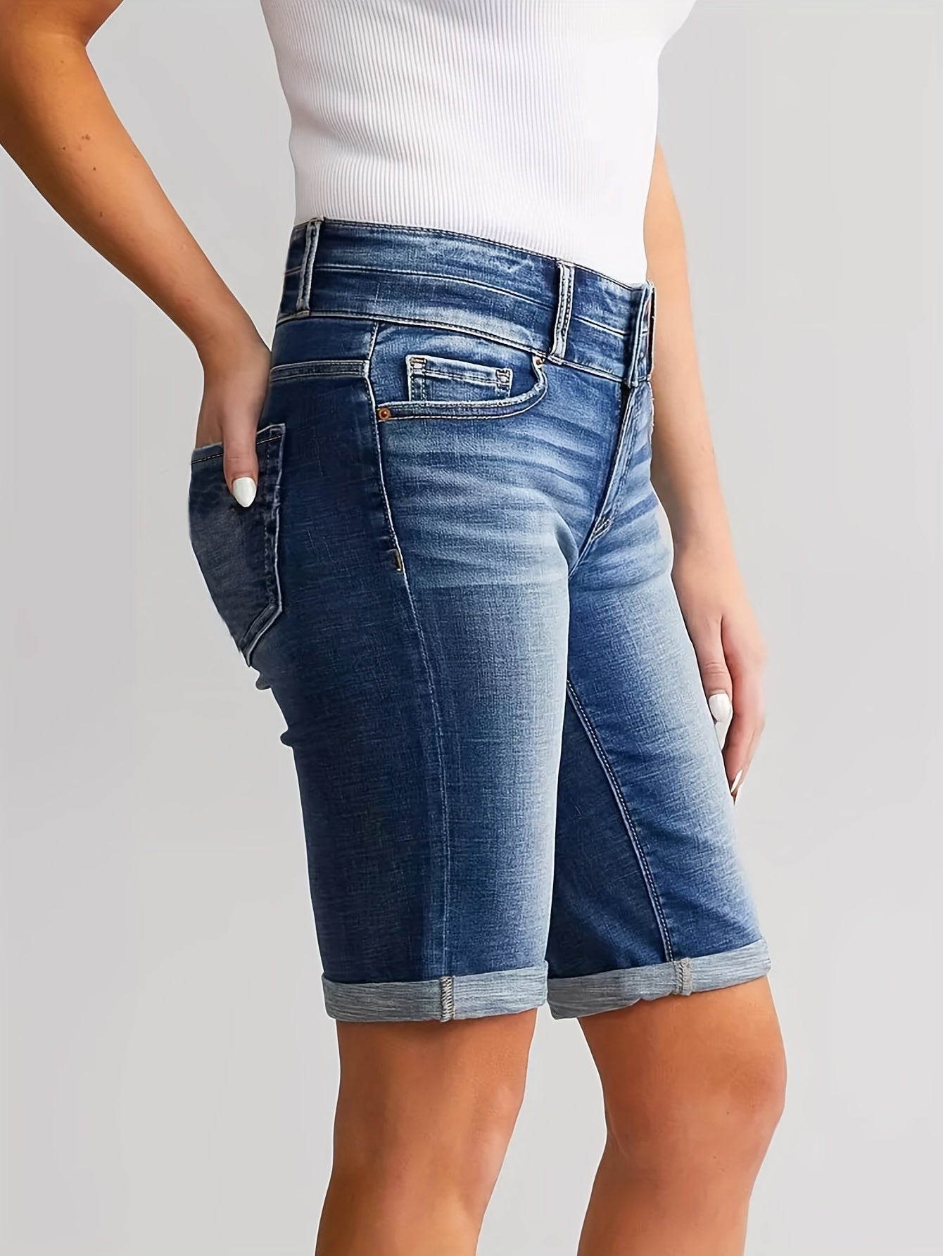 Anna - Denim Shorts Dubbele Knopen