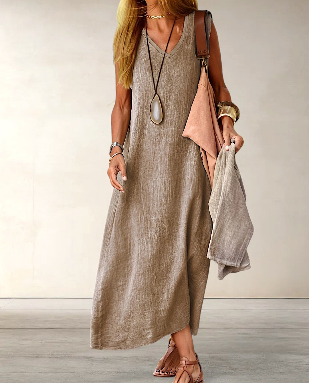 Mia - V-Hals Maxi Jurk