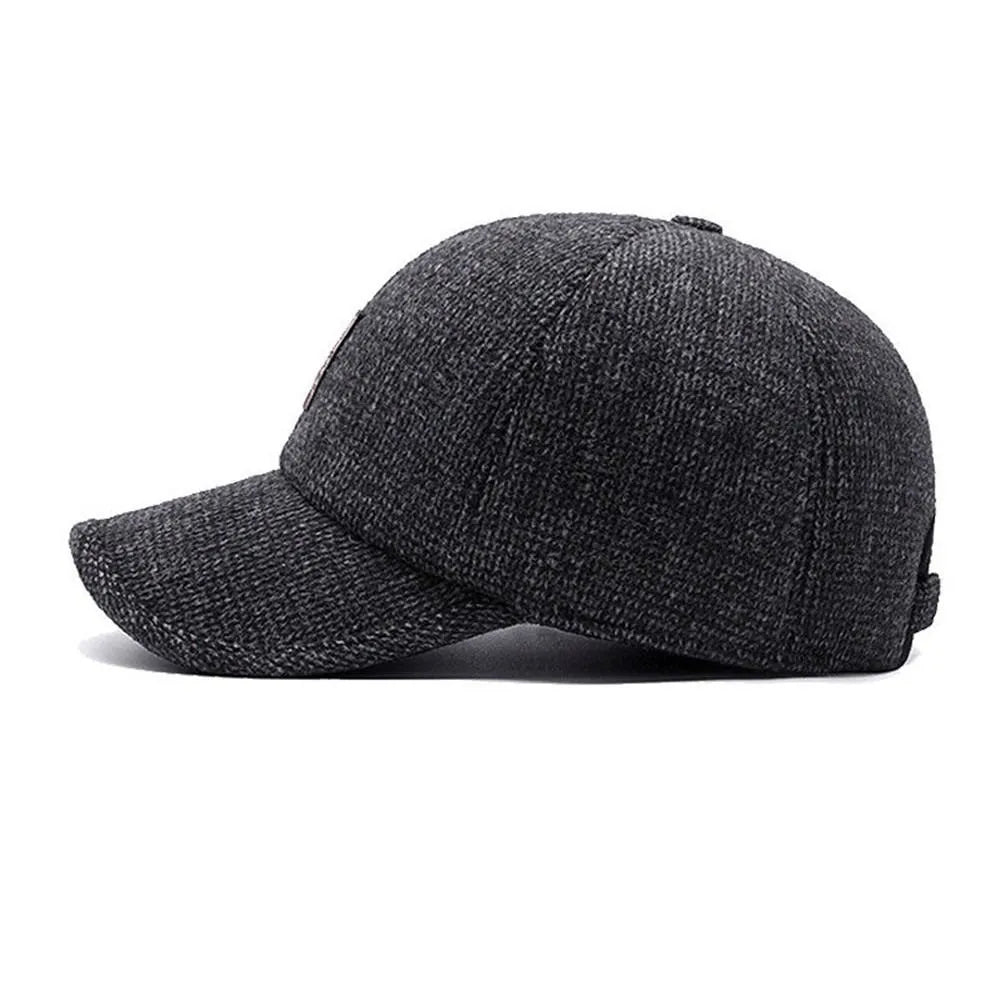 Desmond - Klassieke wollen wintermuts met oorwarmers en snapback