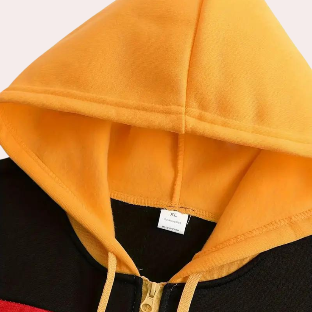 Allen - Heren Casual Color Block Orange Hoodie voor alle seizoenen