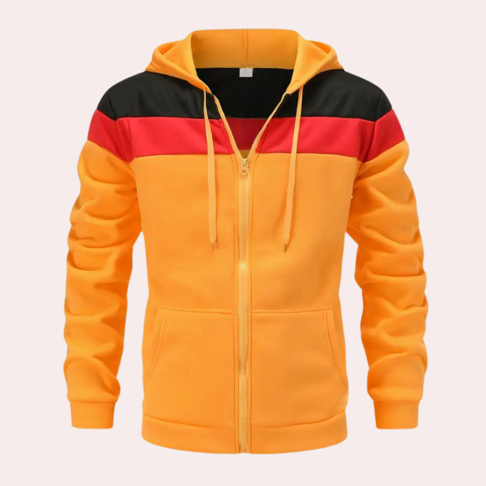 Allen - Heren Casual Color Block Orange Hoodie voor alle seizoenen