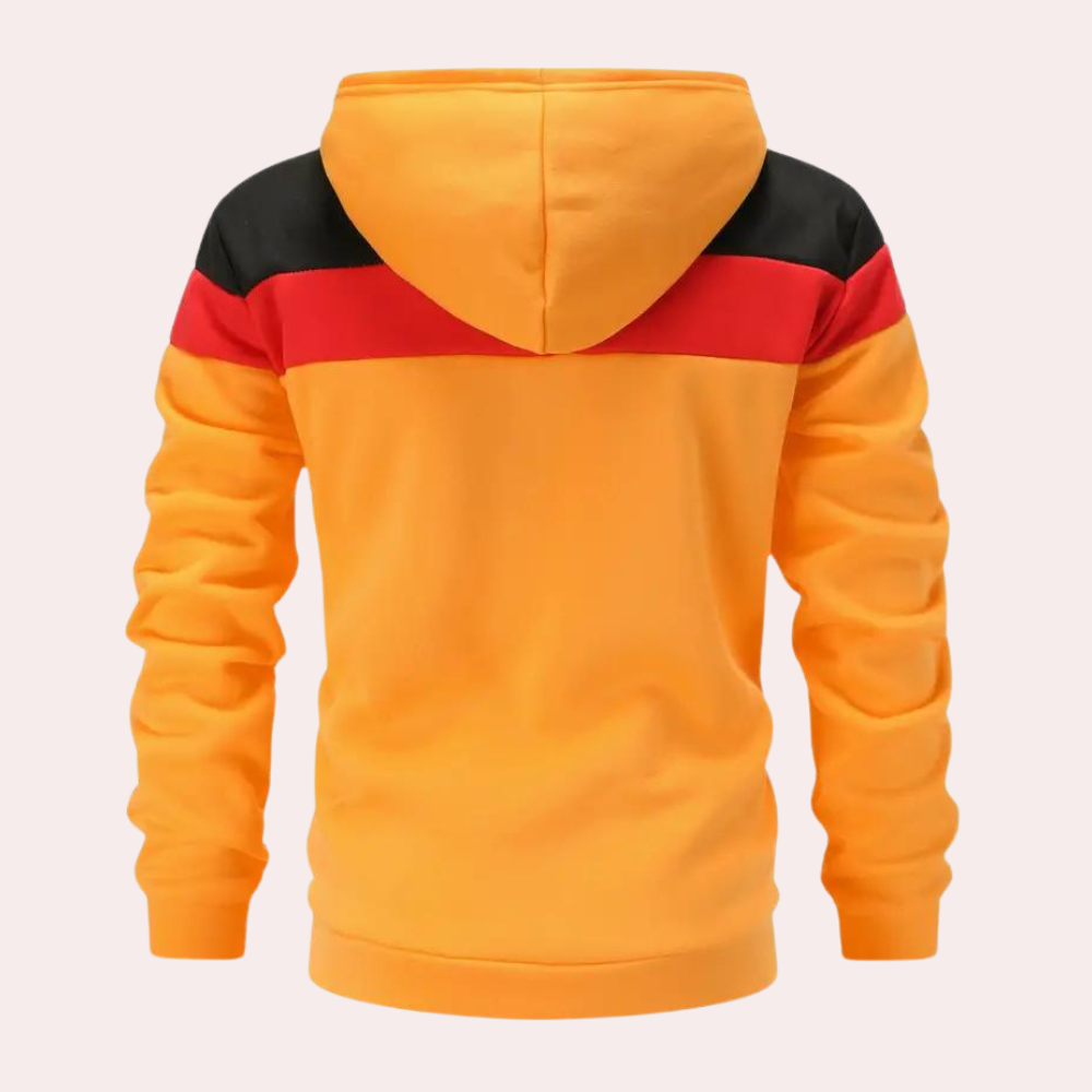 Allen - Heren Casual Color Block Orange Hoodie voor alle seizoenen