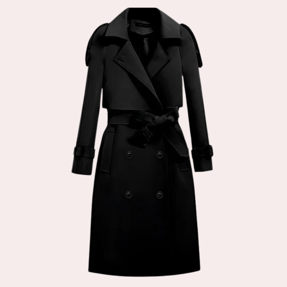 Veronica - Stijlvolle lange dames trenchcoat met gespen