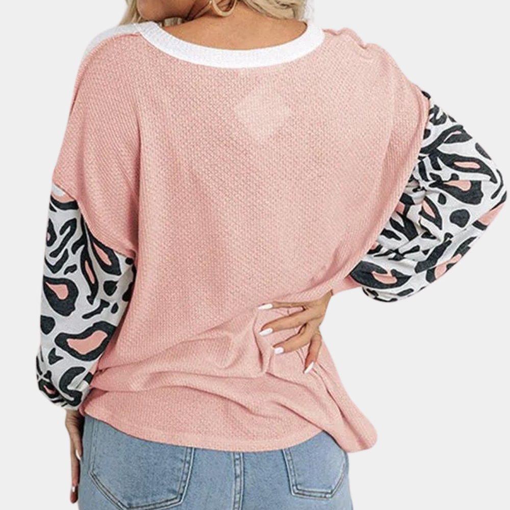 Rebecca - Knitted Sweater met luipaardprint voor dames