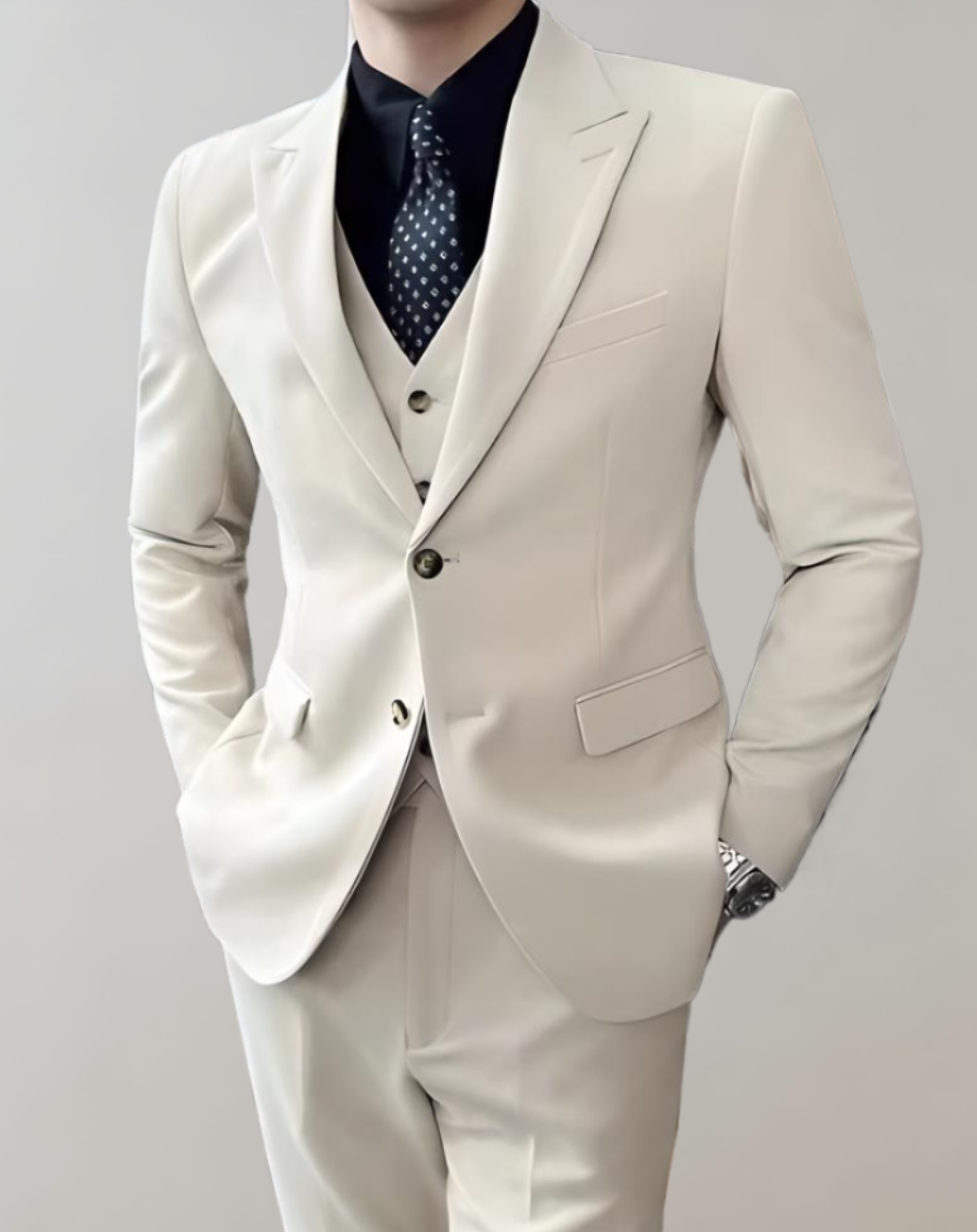 Lark - 3-delige set van heren business suit met enkele borst in combinatie met een formele broek met zakken