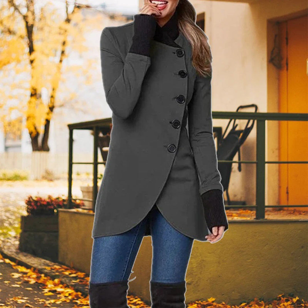 Bethany - Trendy oversized winterjas voor dames met knoopdessin