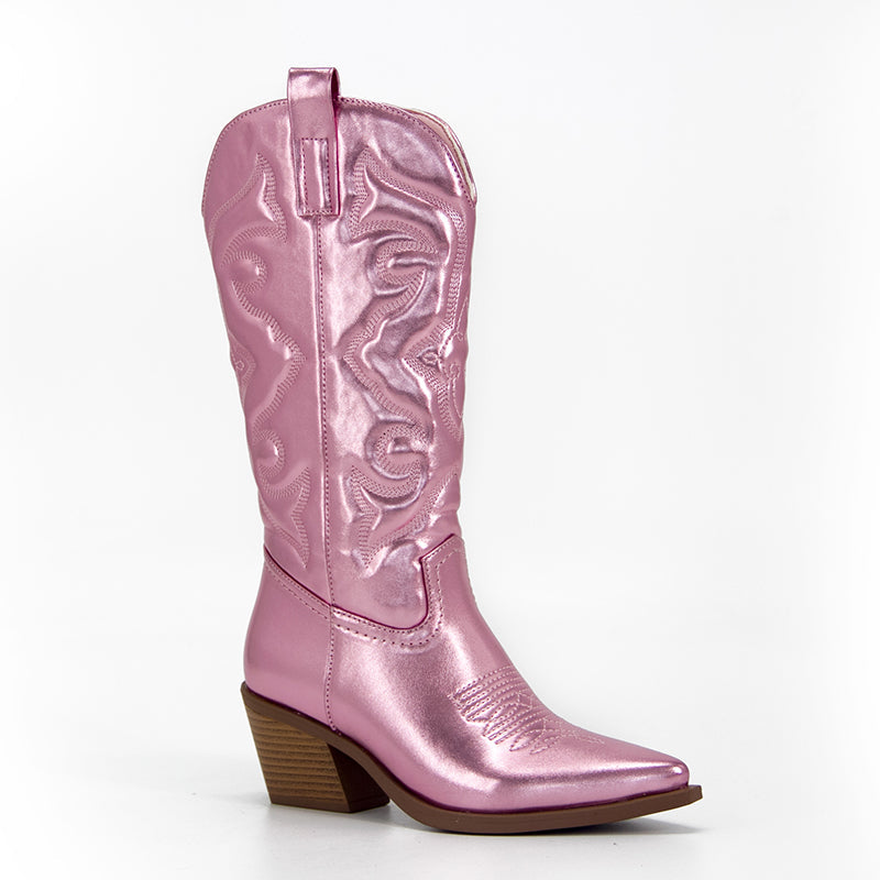 Samantha - Roze Metallic Western Cowboylaarzen voor Vrouwen