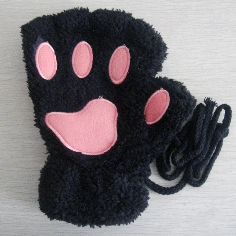 Chaya - Zachte Kitty Paw Vingerloze Handschoenen, Warme Winter Fleece voor Vrouwen