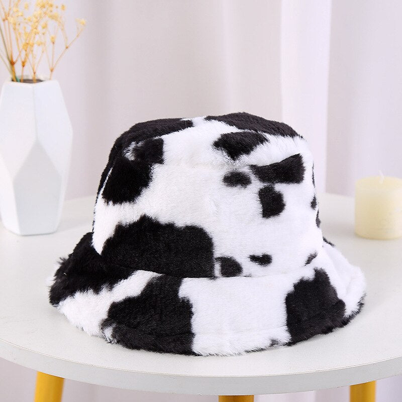 Ariella - Pluche Bucket Hat, Warme Wintermuts met Stijlvolle Patronen