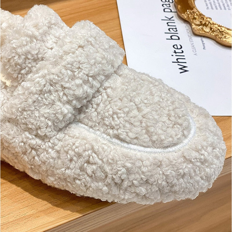 Alena - Fluffy Grijze Pantoffelschoenen voor Dames Zacht & Knus Comfort