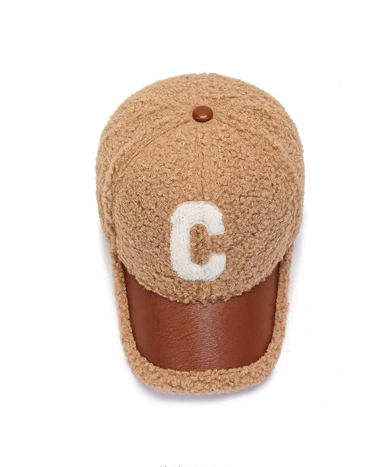 Daniela - Dames Teddy Kasjmier Baseball Cap met Letter Borduurwerk, Warm & Stijlvol