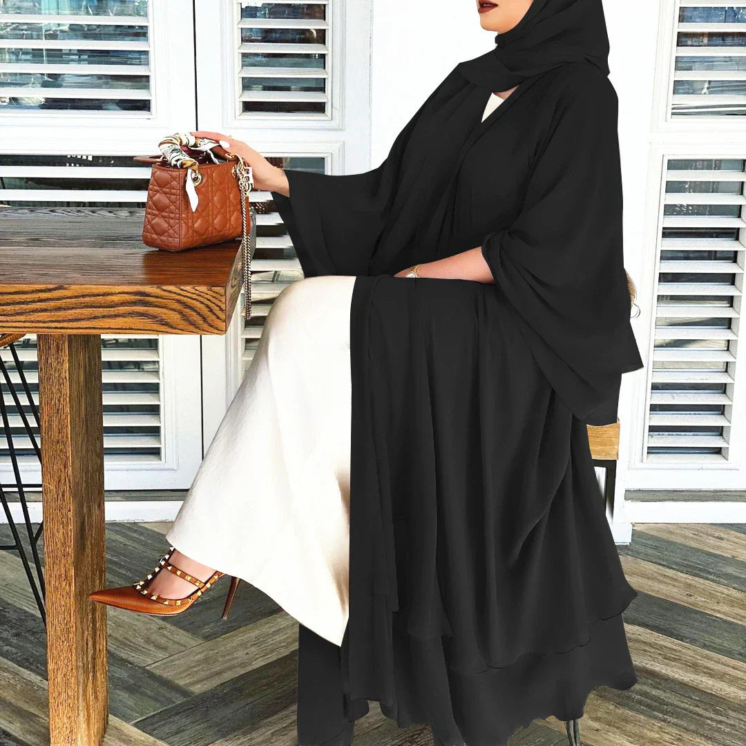 Kiana - Luchtige Open Abaya met Hijab voor Moslimvrouwen