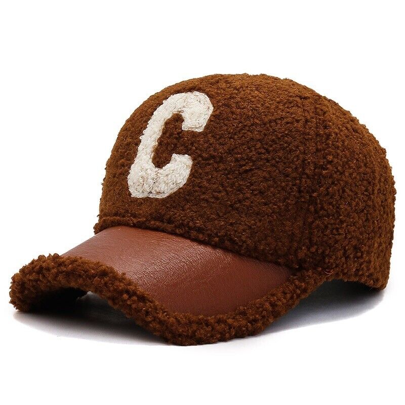 Daniela - Dames Teddy Kasjmier Baseball Cap met Letter Borduurwerk, Warm & Stijlvol