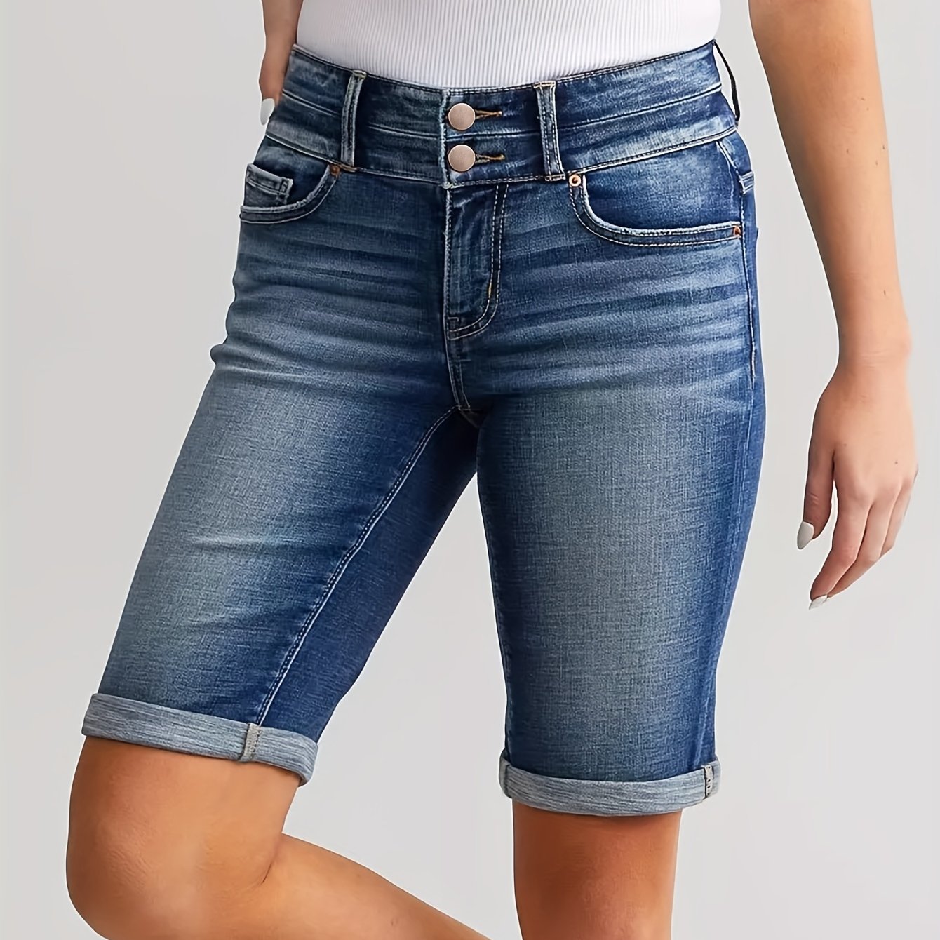 Anna - Denim Shorts Dubbele Knopen