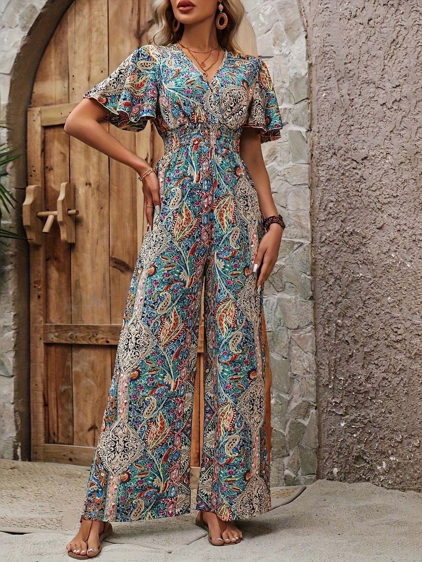 Amy - Paisleyprint Jumpsuit Ronde Hals