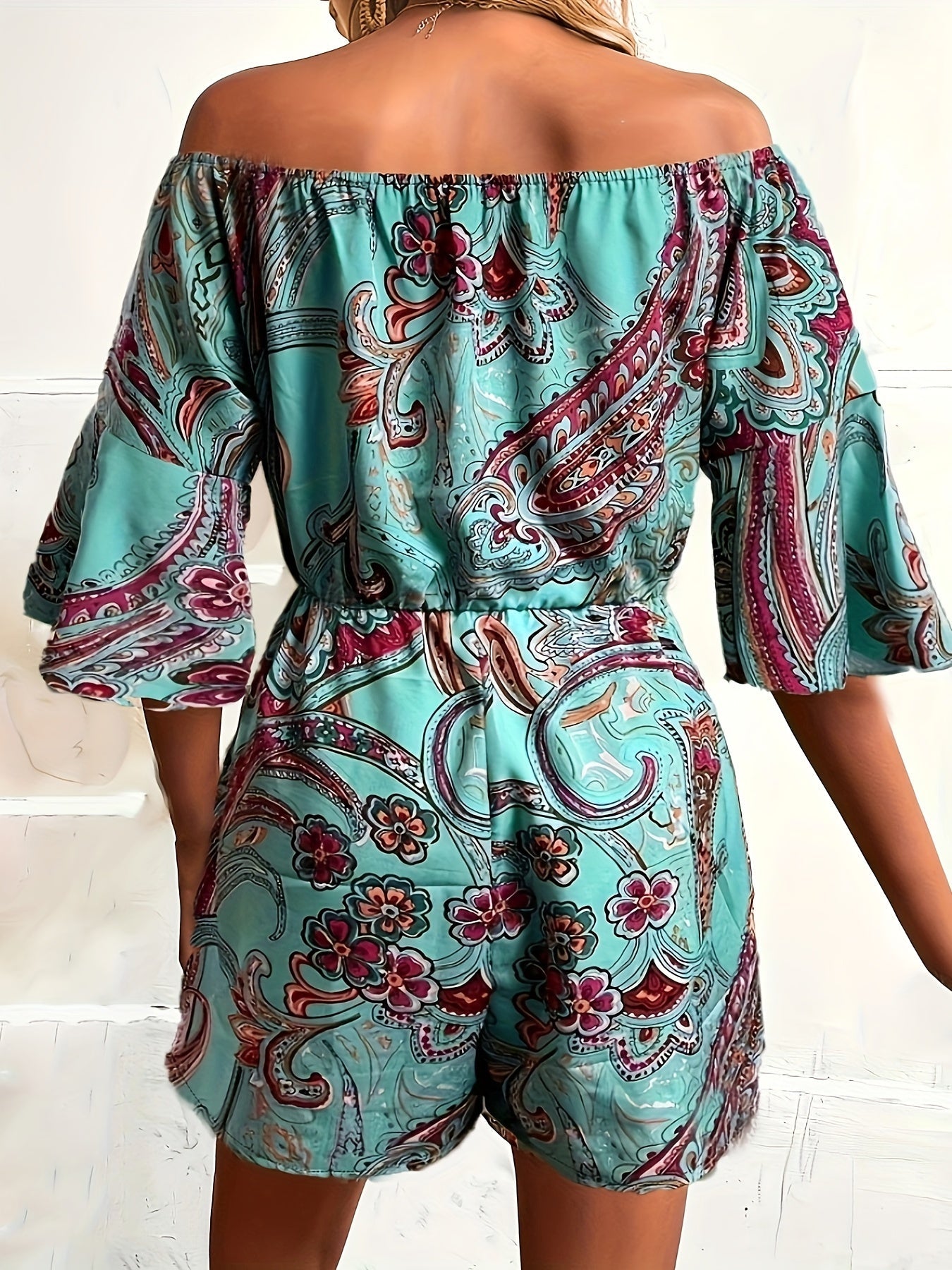 Ava - Afgewerkte Schouders Paisley Jumpsuit