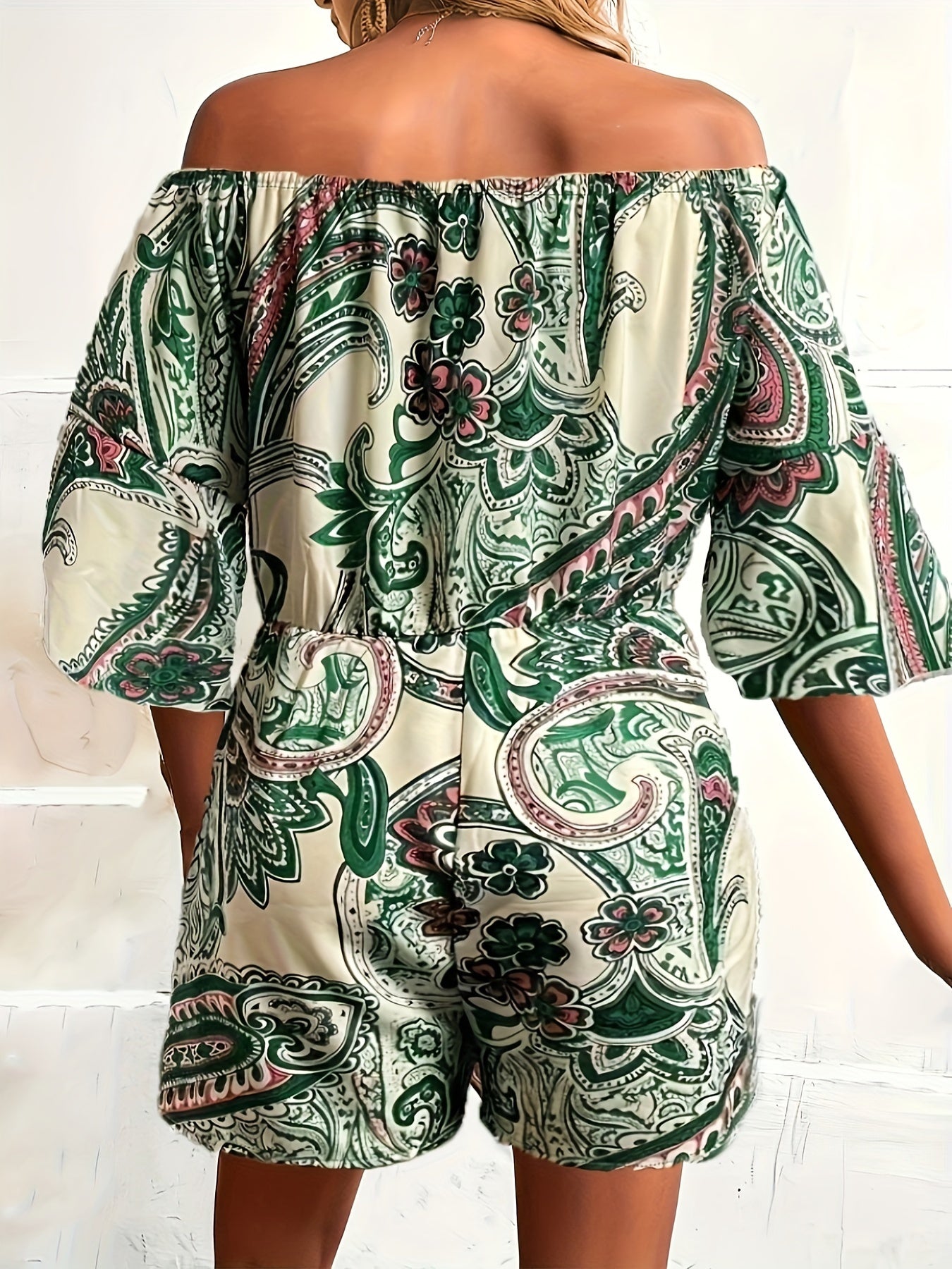 Ava - Afgewerkte Schouders Paisley Jumpsuit