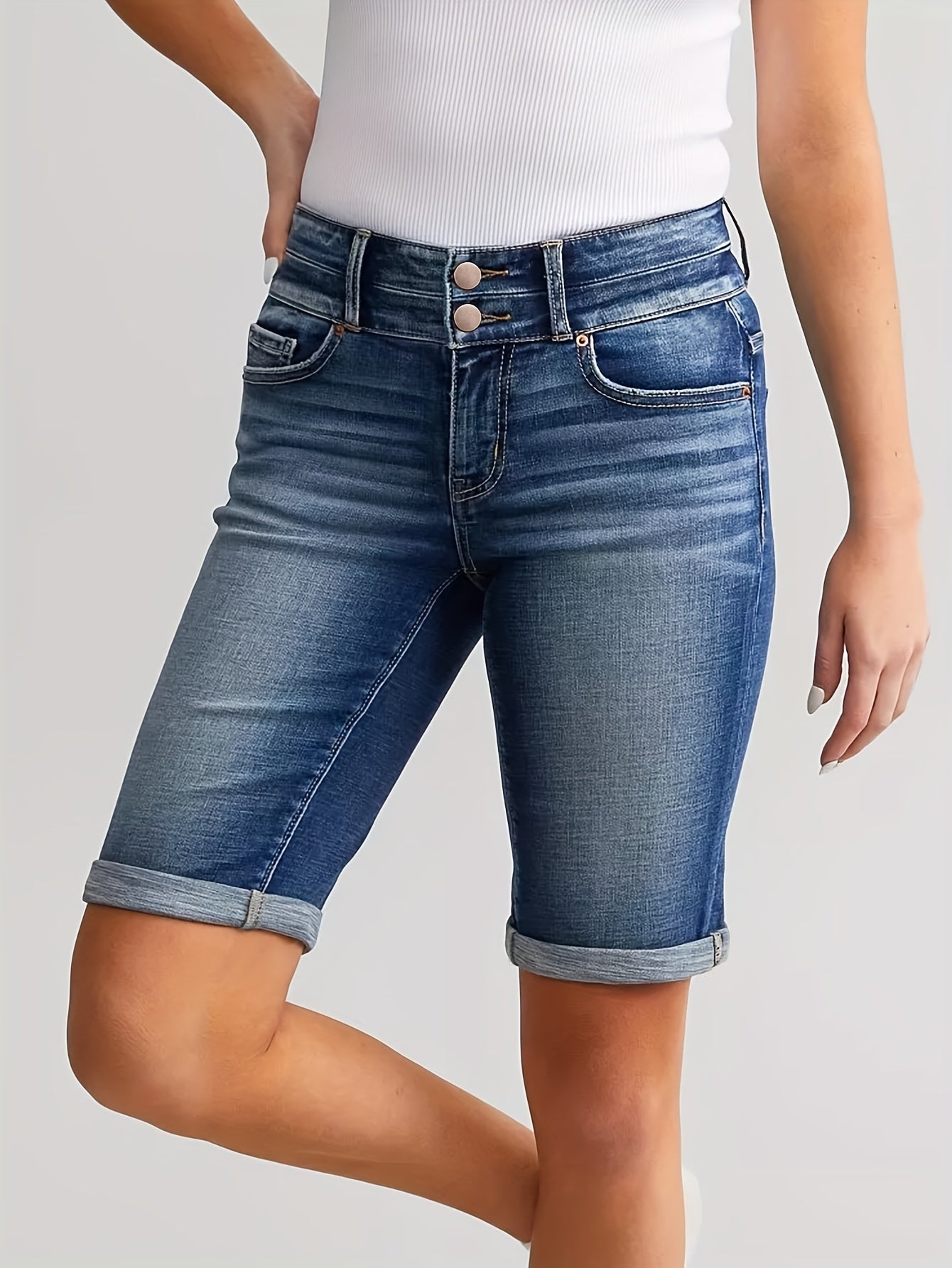 Anna - Denim Shorts Dubbele Knopen