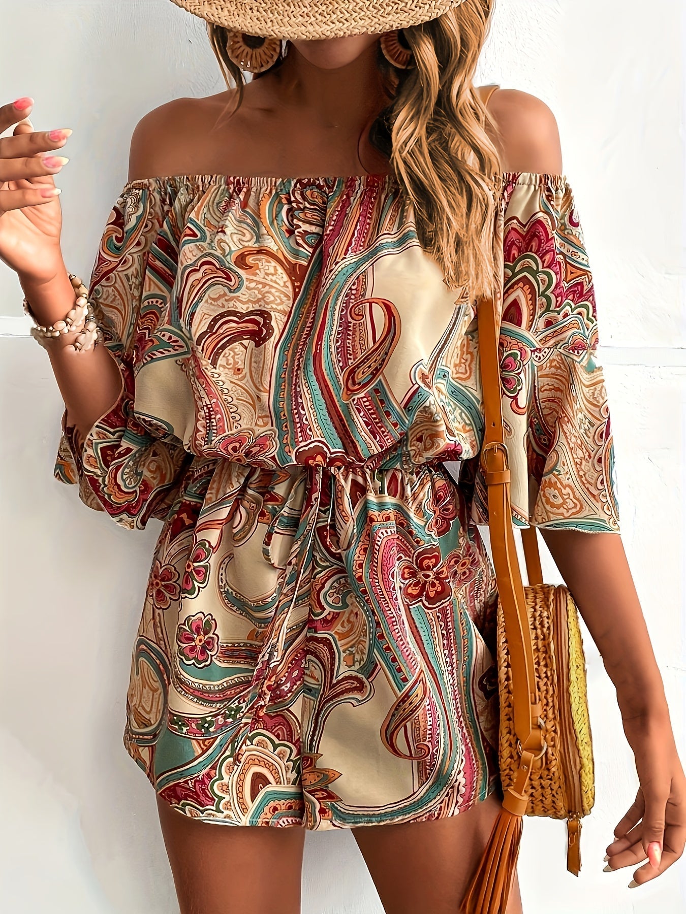 Ava - Afgewerkte Schouders Paisley Jumpsuit